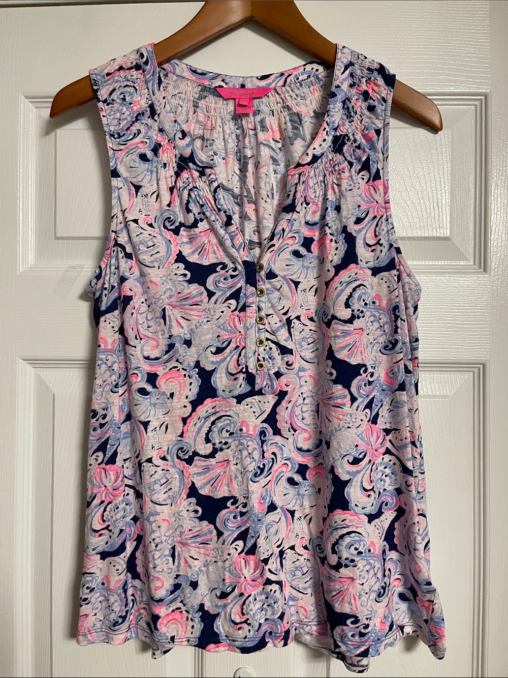 Lilly Pulitzer Essie Sleeveless Tank in High Tide Navy It’s For Shore